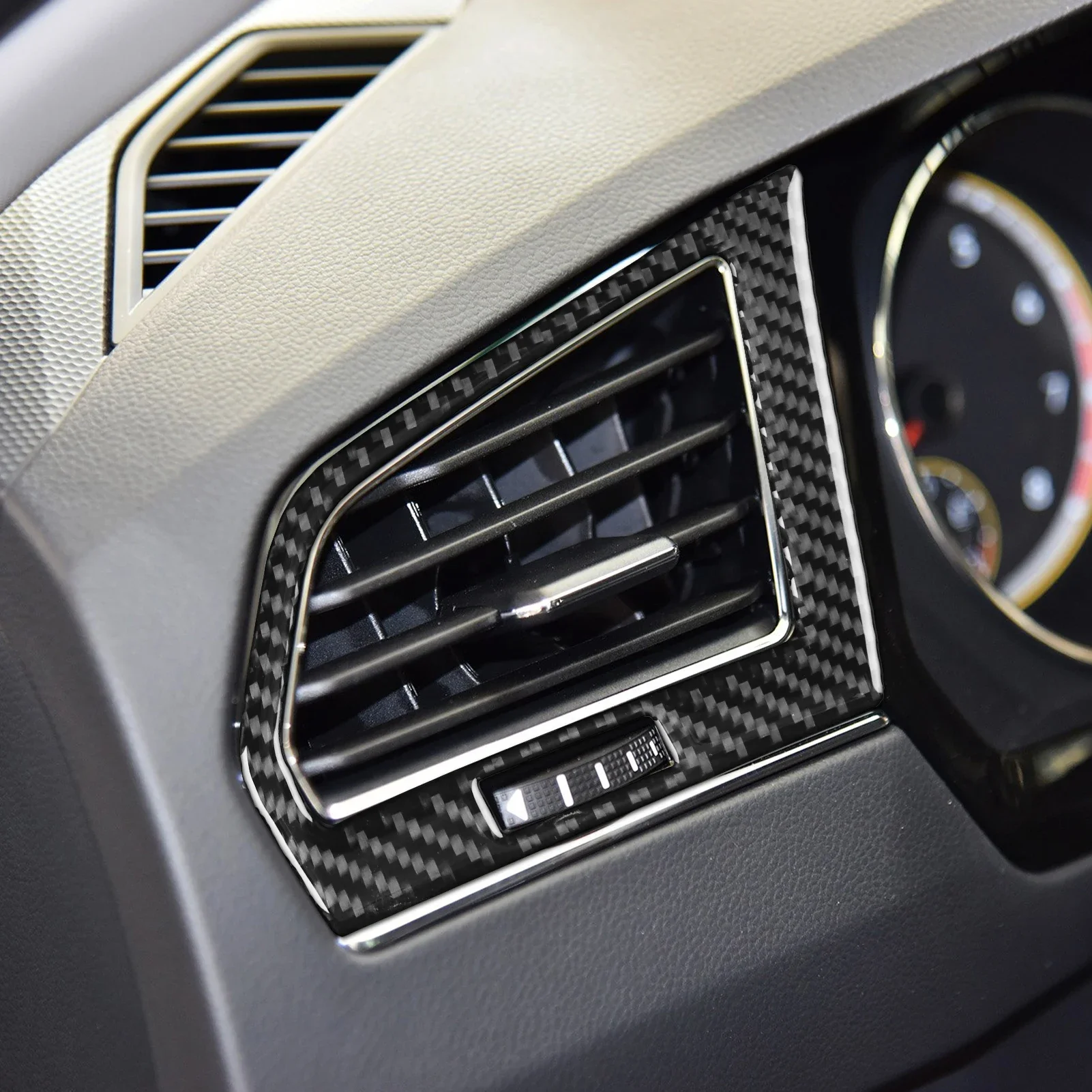Car Accessories Carbon Fiber Sides AC Air Conditioner Vent Cover Trim Sticker Modification For Volkswagen Tiguan L 2019—2021 - view 4