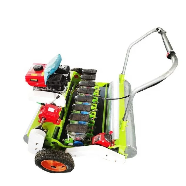 Hand propelled 7.5HP gasoline 5/6/7/8/9/10/11/12 rows precision vegetable seed drill machine plant seeder