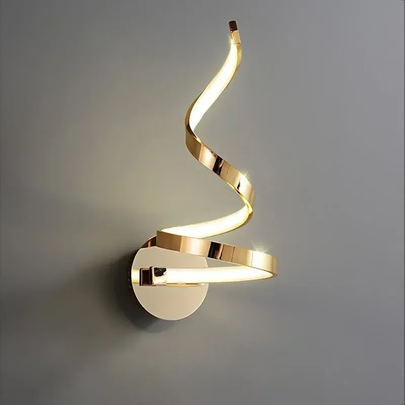 LED Modern Wall Lamp Spiral Decor Sconce For Bedroom Bedside Study Home Indoor Background Decorative Luster Illumination Lights