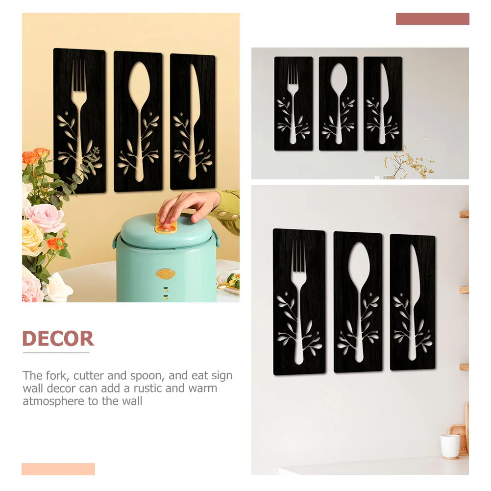 

Wooden Fork Spoon Sign Wall Decor Kitchen Restaurant Basswood Non Odor Corrosion Resistant Home Decor Dining Room