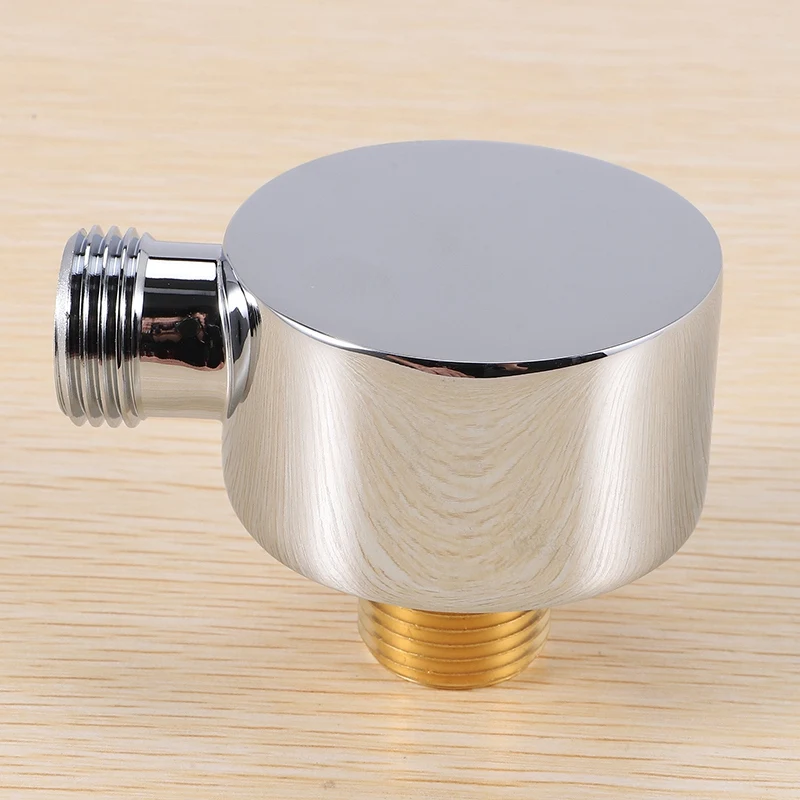 Wall Supply Elbow,Brass Round Wall Mount Shower Hose Connector Accessories G1/2Inch Water Outlet for Shower-Silver