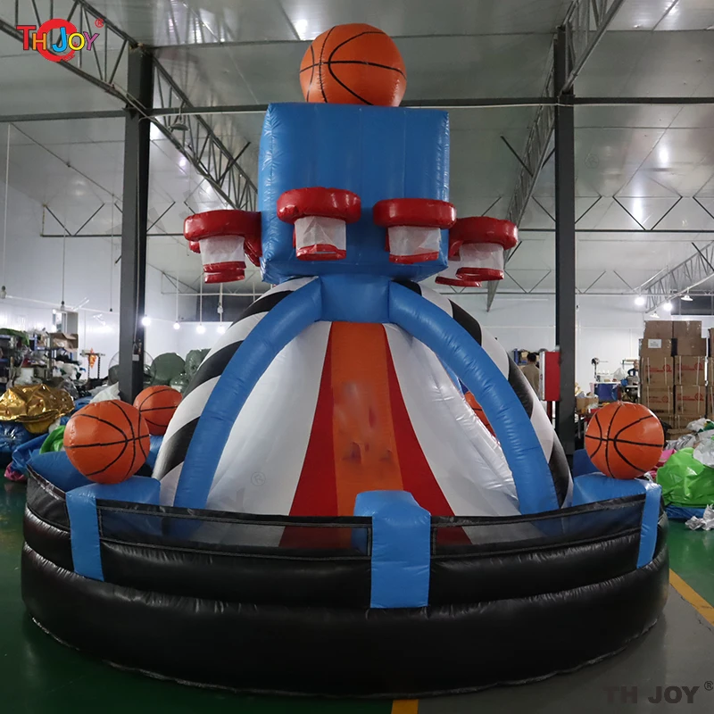 Envío aéreo rápido, 4m de diámetro, 8 aros, sistema de juego de baloncesto, juego de lanzamiento de tiro de baloncesto inflable combinado a la venta