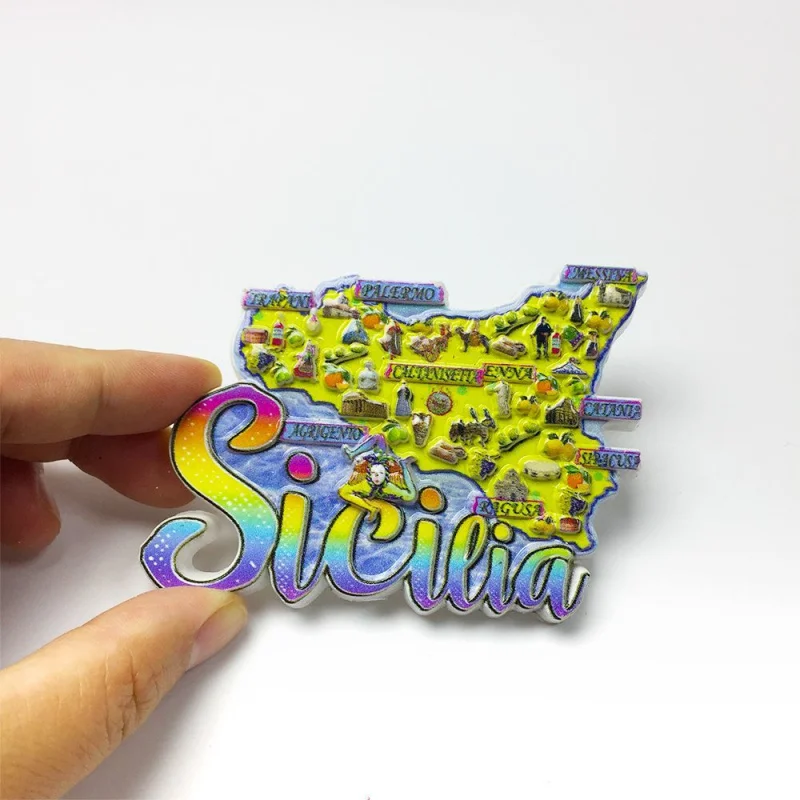 Cute 3D Resin Sicily Italy Fridge Magnets Refrigerator Magnets Cute Magnets For Fridge Imanes Nevera Aimants Fridge Magnets