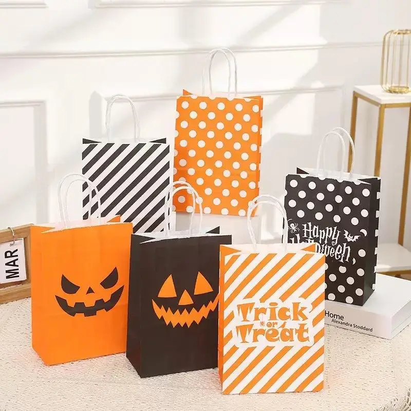 1Halloween Pumpkin Bags With Handles Trick Or Treat Candy Bag Gift Packaging Birthday Wedding Halloween Christmas Party Supplie