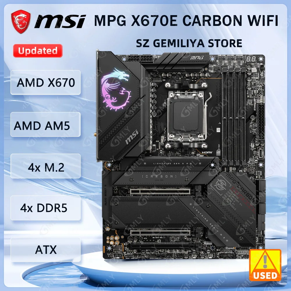 

Материнская плата MSI AMD X670 MPG X670E CARBON WIFI Материнская плата DDR5 M.2 с поддержкой Wi-Fi 6E Ryzen 7900 8700 8300 8600 7600