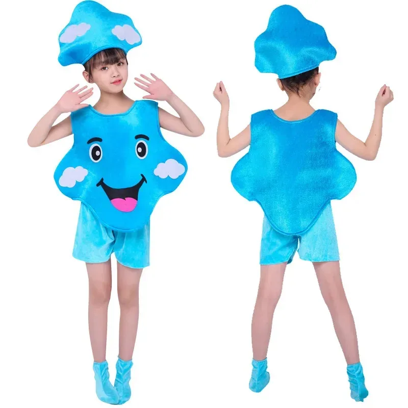 Sol lua estrelas nuvens gotas de chuva cosplay traje planta mundo festa das crianças desempenho roupas crianças anime dança vestido mostrar