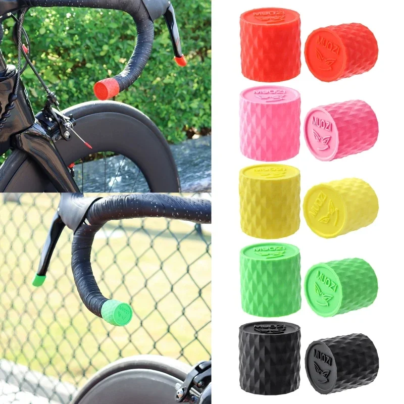 1 Pair of Road Bike Handlebar Tape End Cover, Colorful Silicone Mountain Road Bike Handlebar Grip End Plug DropShipping