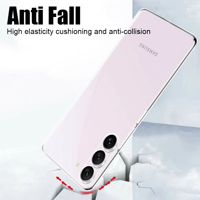 Transparent Phone Case for Samsung Galaxy S25 S24 S23 Ultra S24 Fe Silicone Soft Cover for Samsung S20 S21 Ultra S10 Plus S10E