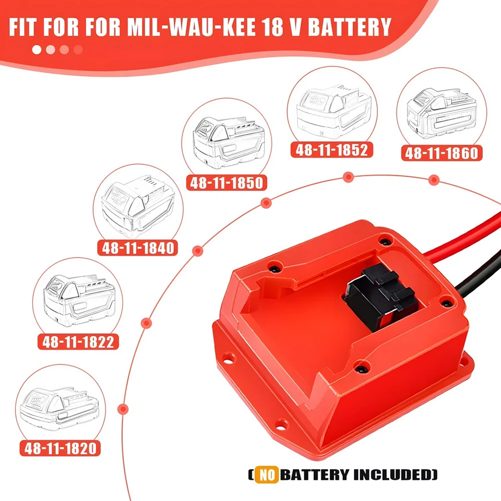 Car Jump Adapter for Battery Car jump starter for Milwaukee M18 Li-ion Batteries Compatible 48-11-1815 48-11-1820 48-11-1828