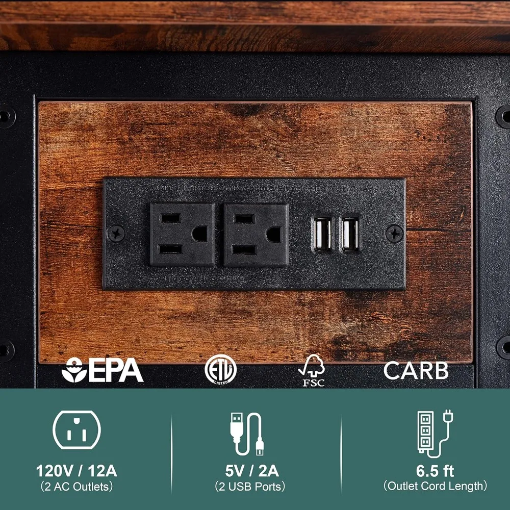Tavolino con stazione di ricarica, tavolino ribaltabile con porte e prese USB, divano, comodino, comodino per Livi