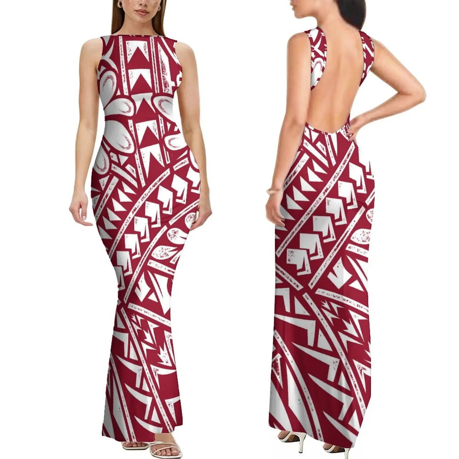 

Summer Simple Figure-Hugging Skin-Friendly Sleeveless Long Slim And Sexy Backless Women'S Dress Custom-Made For Polynesians