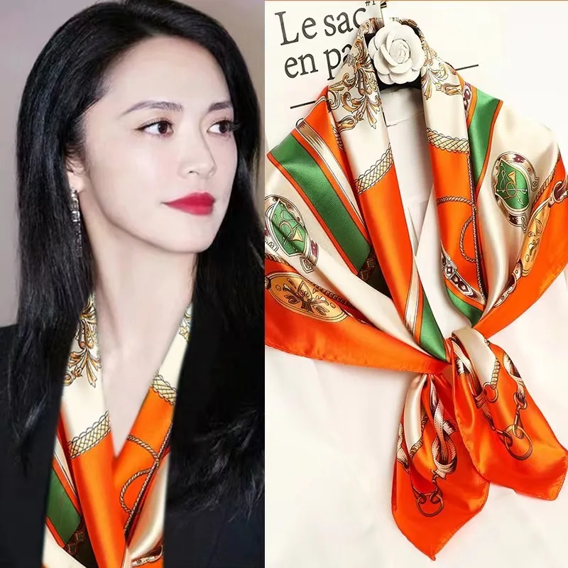 New Fashionable Women Silk Scarf Versatile Outdoor Wrap With Bold Pattern And Large Sized Scarf view 2