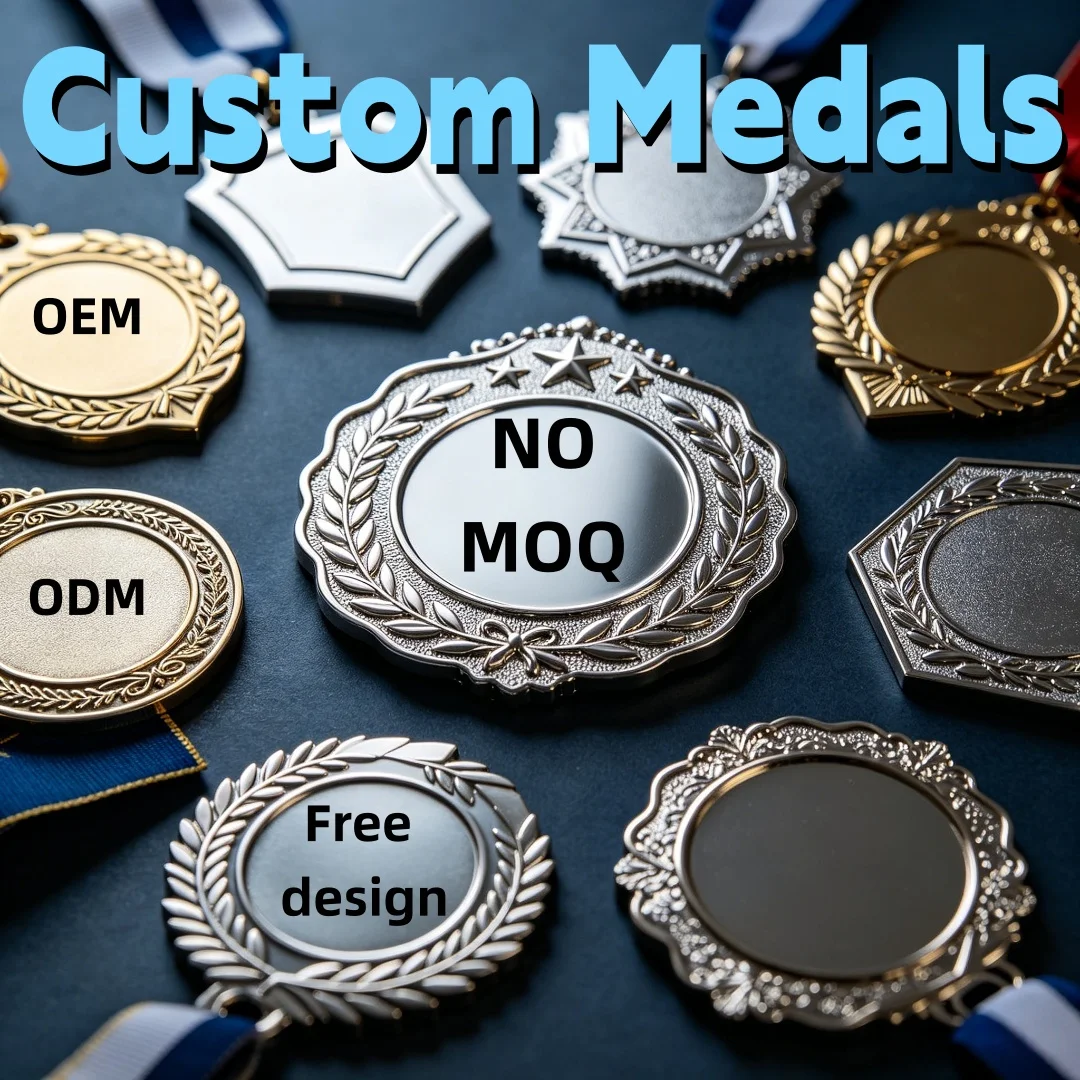 Blank Custom Engraving Medal Metal Laurel Wreath Sport Award Personalized Gold Silver Competition Trophy Medal for Events