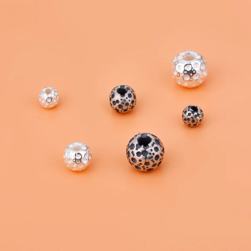 Handmade material Jewelry accessories S925 Sterling Silver Meteorite Faceted Round Beads