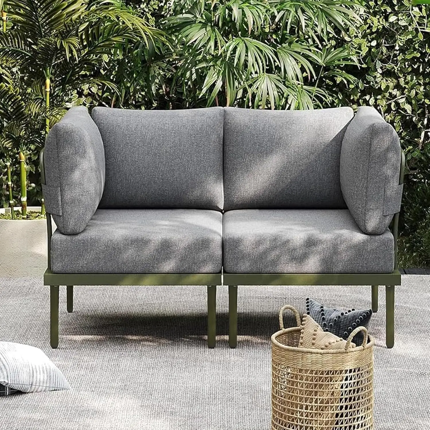 Metal Patio Furniture Set, Modern Outdoor Sectional Sofa, Customized