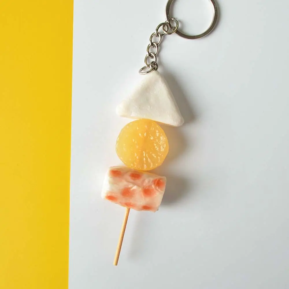 Gluten Oden puerta llave de coche PVC calamar simulación BBQ llaveros estilo coreano bolso colgante mujer joyería de moda llavero de comida falsa