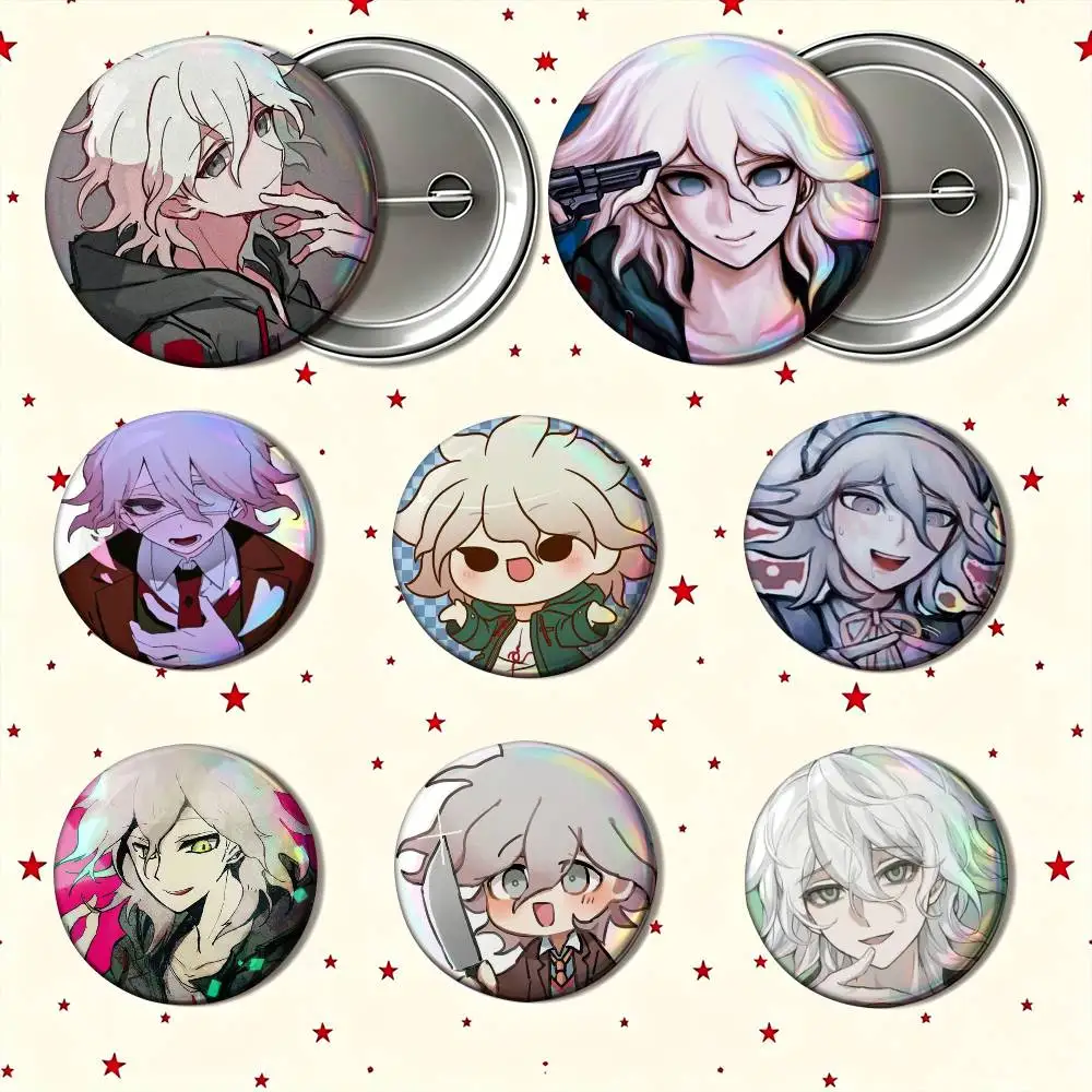 Danganronpa Komaeda Nagito Enamel Pin Tinplate Round Brooch Cosplay Nijigen Otaku Culture Badge 25mm 32mm 44mm 58mm