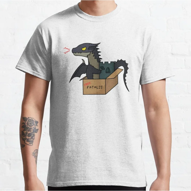 

free fatalis 80s Vintage Monster hunter world Video game MHW graphic t shirts large size tops S-6xl