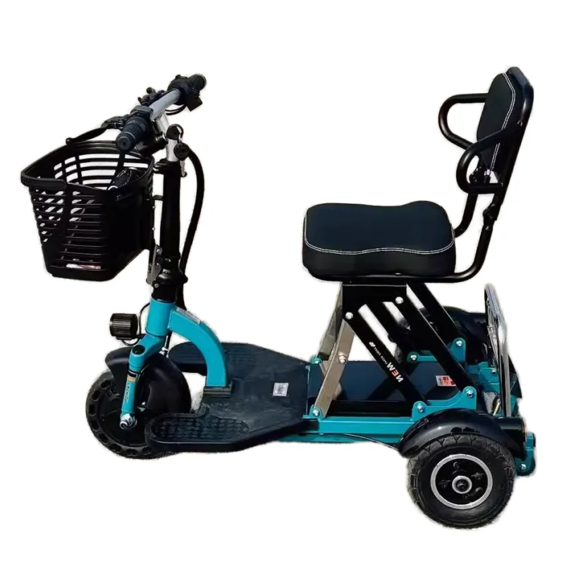 Zusammenklappbarer elektrischer 3-Rad-Sitz-Roller für Erwachsene mit Sitz und Korb für ältere Menschen, 48 V Mini-Elektro-Dreirad, abnehmbarer Akku