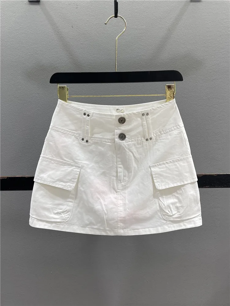 Casual Pocket Workwear  Skirt Women's Retro Spicy Girl Slim A-Line Wrap around Short Skirt Standard Fit Summer 2026