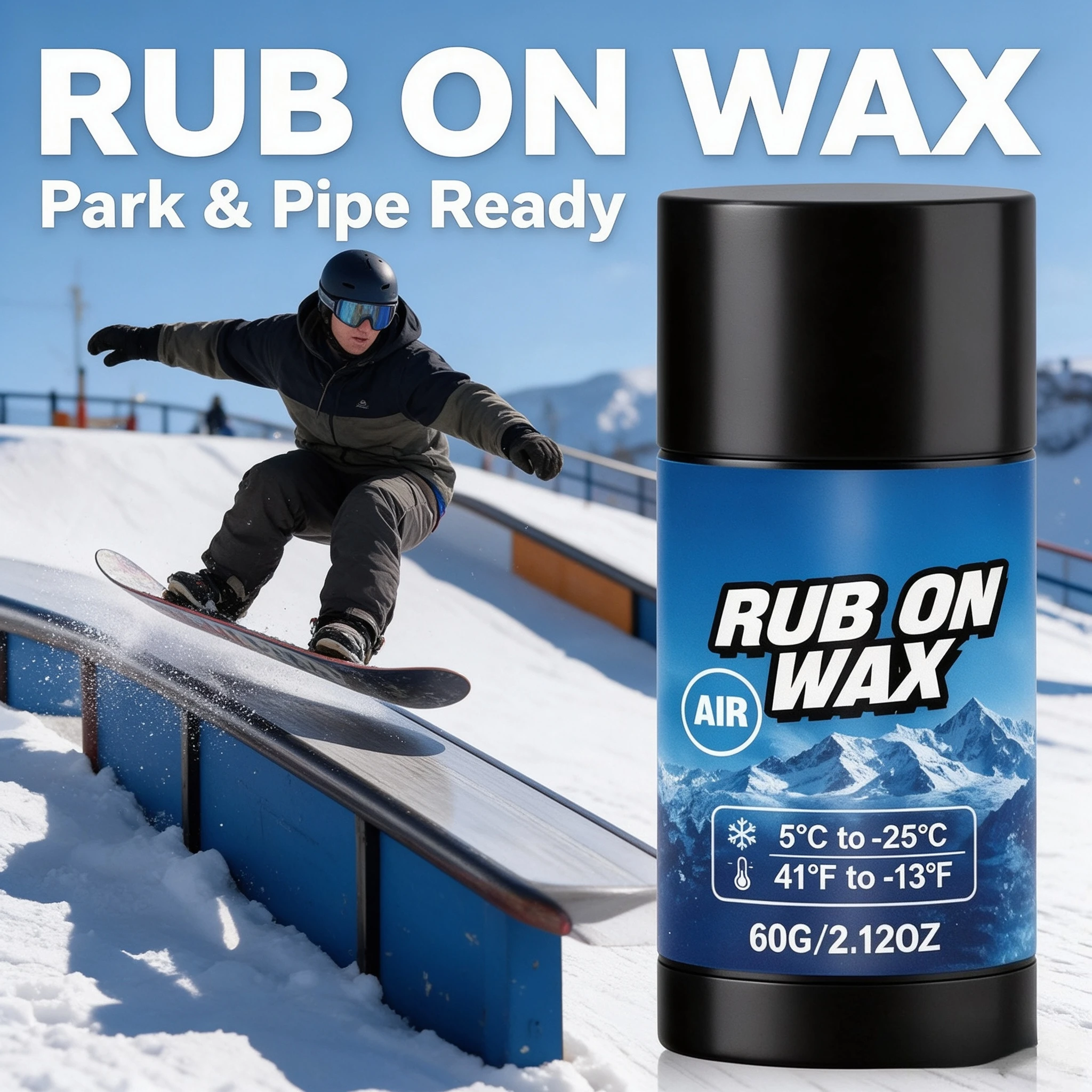 60g Ski Wax Portable Asy Waxing Snow Board Wax Quick Apply Glide-Enhancing Wear-Resistant for Ski Winter Daily Maintenance