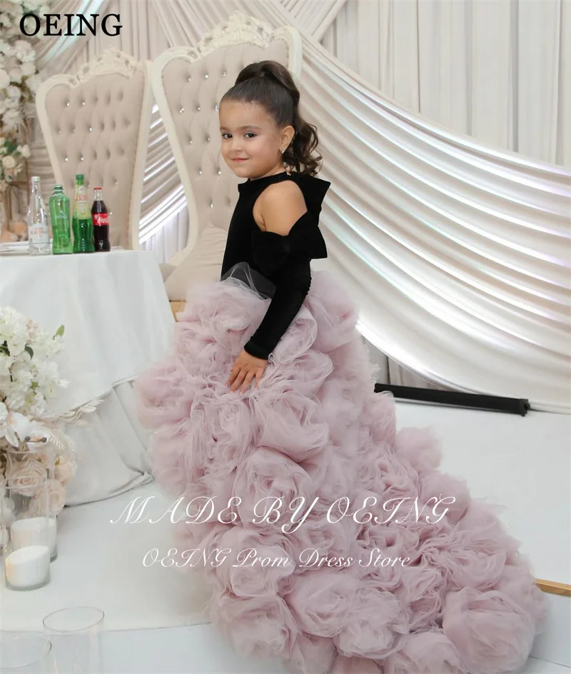 ชุดเดรสเด็กผู้หญิงทรงบอลหรูหราจาก OEING สีตัดกัน ทรงไฮโลว์ สำหรับงานแต่งงาน งานปาร์ตี้ ชุดเจ้าหญิงวันเกิด สามารถสั่งตัดได้