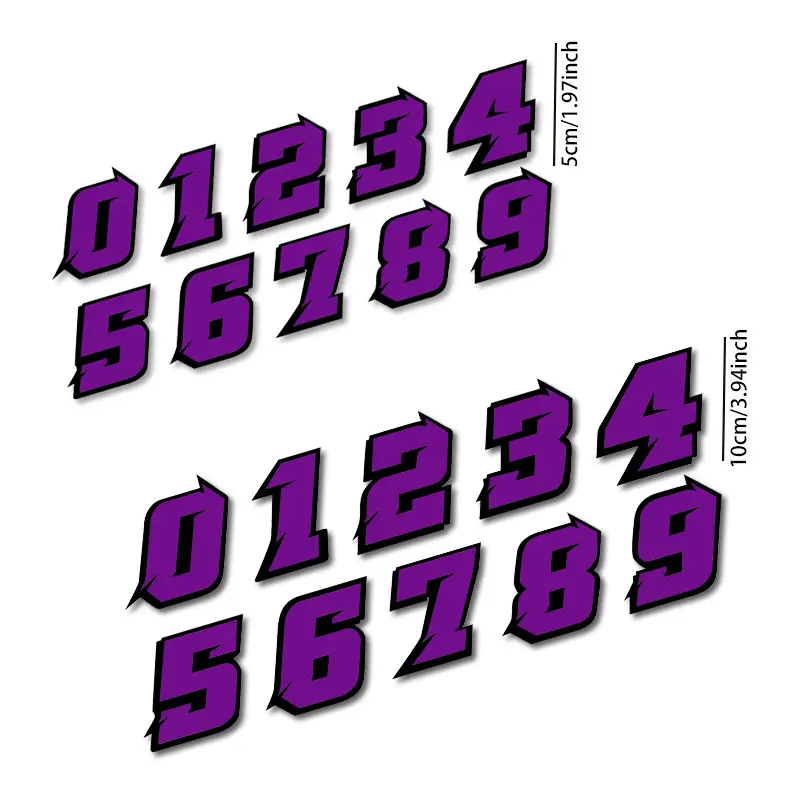 1PC Purple Arabic Numerals Motorcycle Stickers Waterproof for DIY Motorbike Fuel Tank Front Fairing Scooter Helmet Vinyl Decals view 2