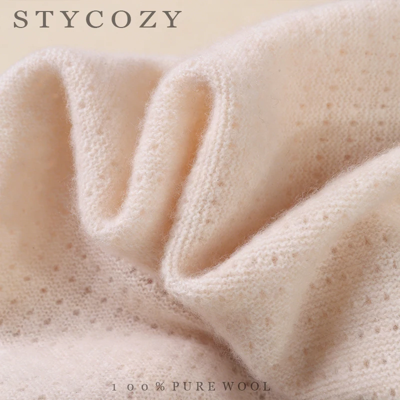 100% Pure Wool Knitted Hollow Triangular Shawl For Men And Women Autumn And Winter Neck Protection Thick Windproof Scarf