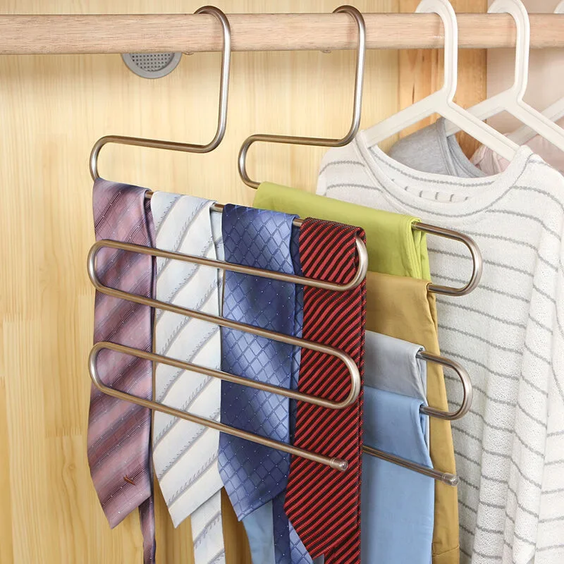 Stainless Steel Multi-functional S-type Multi-layer Pants Hanger Hanger Wardrobe Storage Rack Pants Hanger Pants Clip