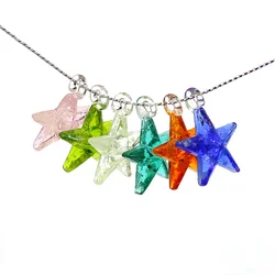 6pcs Fluorescent Mini Five-Pointed Star Shape Charm Glass Pendant DIY Craft Supplies Perfect Xmas Party Gift for Handmade Lovers