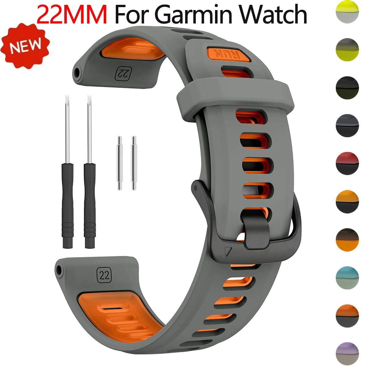 Zweifarbiges Silikonarmband für Garmin Watch Forerunner 970/965/955 Sportarmband für Garmin Fenix 8/7/6/5 Quatix 5/6 22MM Armband