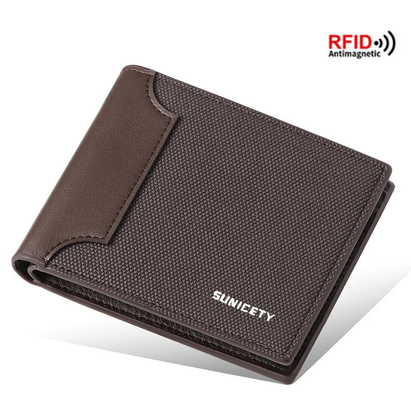 Dompet Pendek Multi Kartu Dompet Ritsleting Dompet Mode Tempat Kartu Dompet Koin Ultratipis Kanvas Klip Uang Jahitan Tahan Air