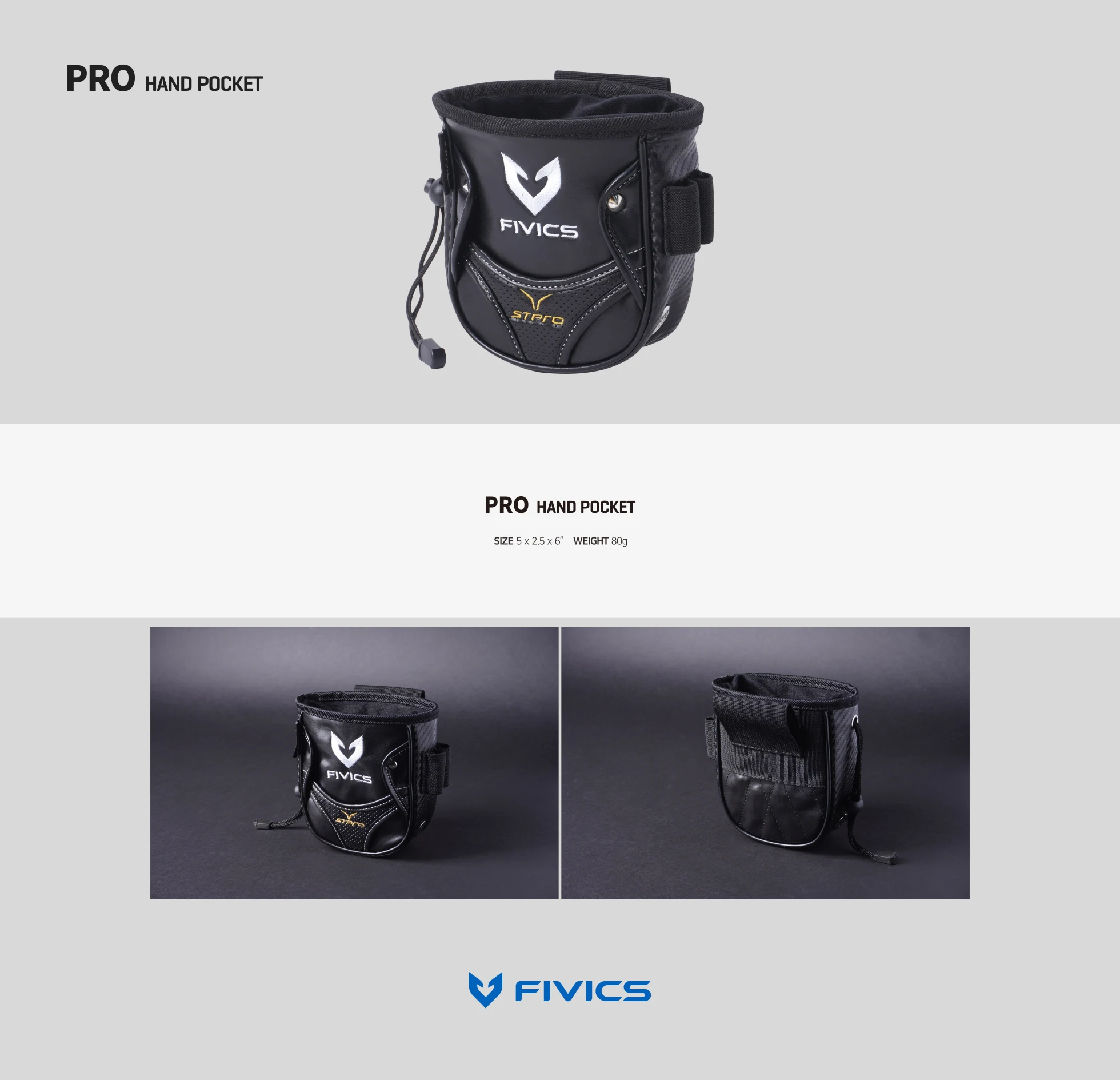 FIVICS ST-PRO HAND POCKET Finger Tab Aufbewahrungstasche Schwarz Zielschießen Bogenschießen Zubehör Ausrüstung Professionell – Detail 1