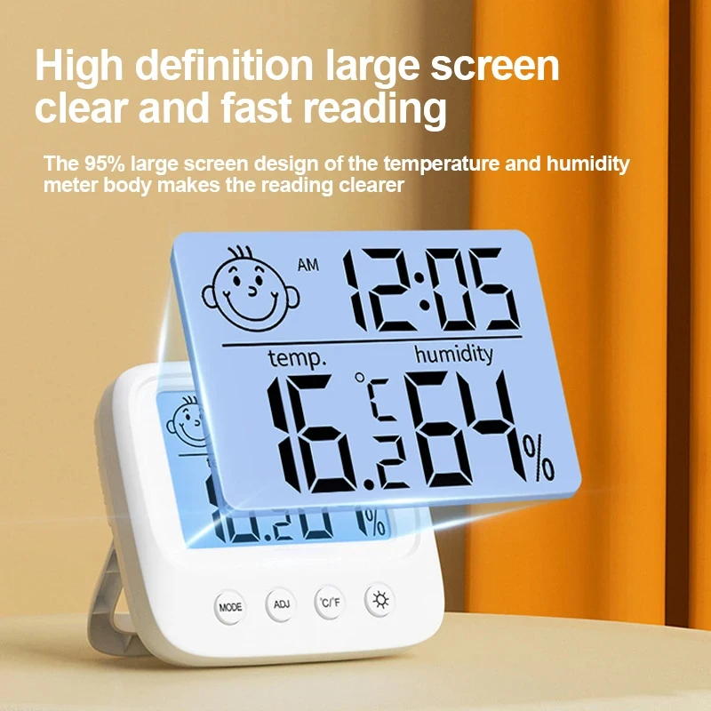 2pc LCD Digital Temperature Baby Room Hygrometer Backlight Home Indoor Electronic Hygrometer Thermometer Detector Easy Install