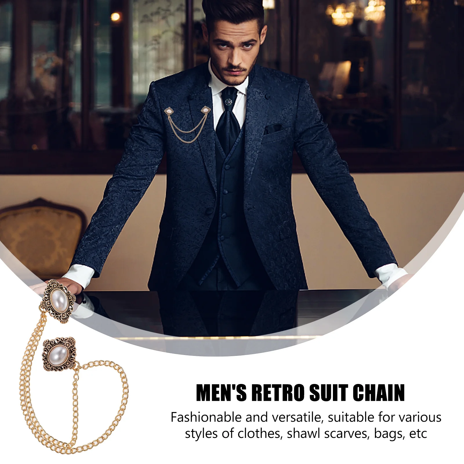 

2pcs Brooch Accessories Vintage Chain Clip For Women Suit Scarf Hat Bag Elegant Breastpin Jewelry Women Clothes Clip Gift