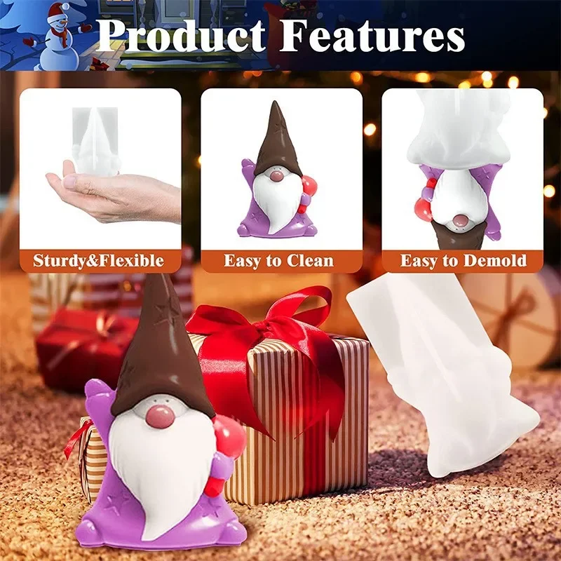 Weihnachten Schneemann Gips und DIY bärtiger Weihnachtsmann Duftkerze Silikonform für Home Party Dekoration