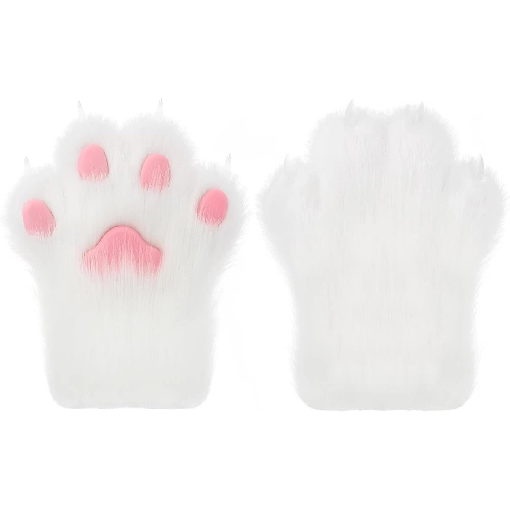 

Halloween Cosplay Costume Gloves Squeaky Kig Fursuit Kigurumi Plush Cat Paw Gloves Warm Furry Cat Claw Mittens Cosplay Props
