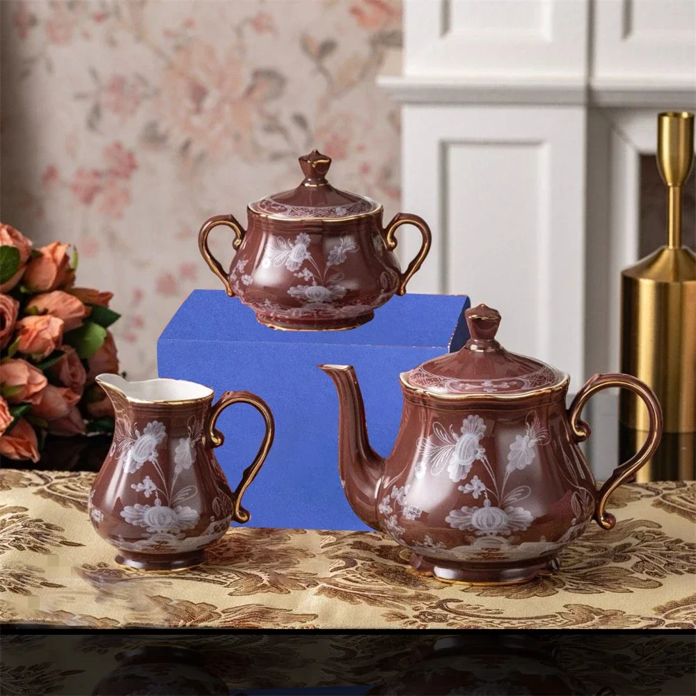 Italian Phnom Penh Ceramic Teapot Sugar Milk Pot Milk Pot Kitchen Supplies Khaki Curry Pink Blue Yellow Gift Box Gift