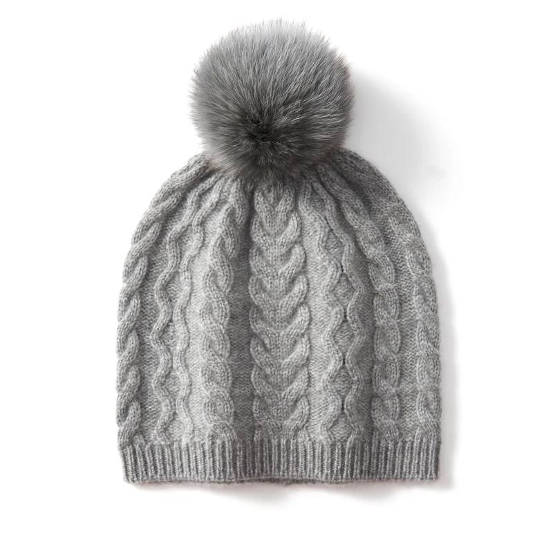 2023 Winter 100% Cashmere Hat for Women Fashion Knit Hat Solid Color Cap Beanies Lady Soft Warm Thick Caps Female Bonnet Hats