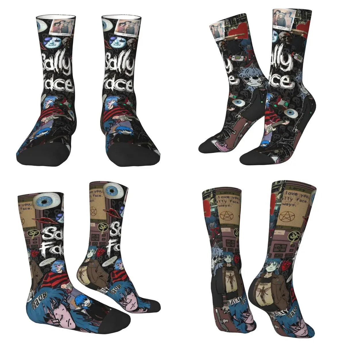 Sally Face Game Anime SF Socks Harajuku High Quality Stockings All Season Long Socks for Man Woman Valentine's Day Gifts