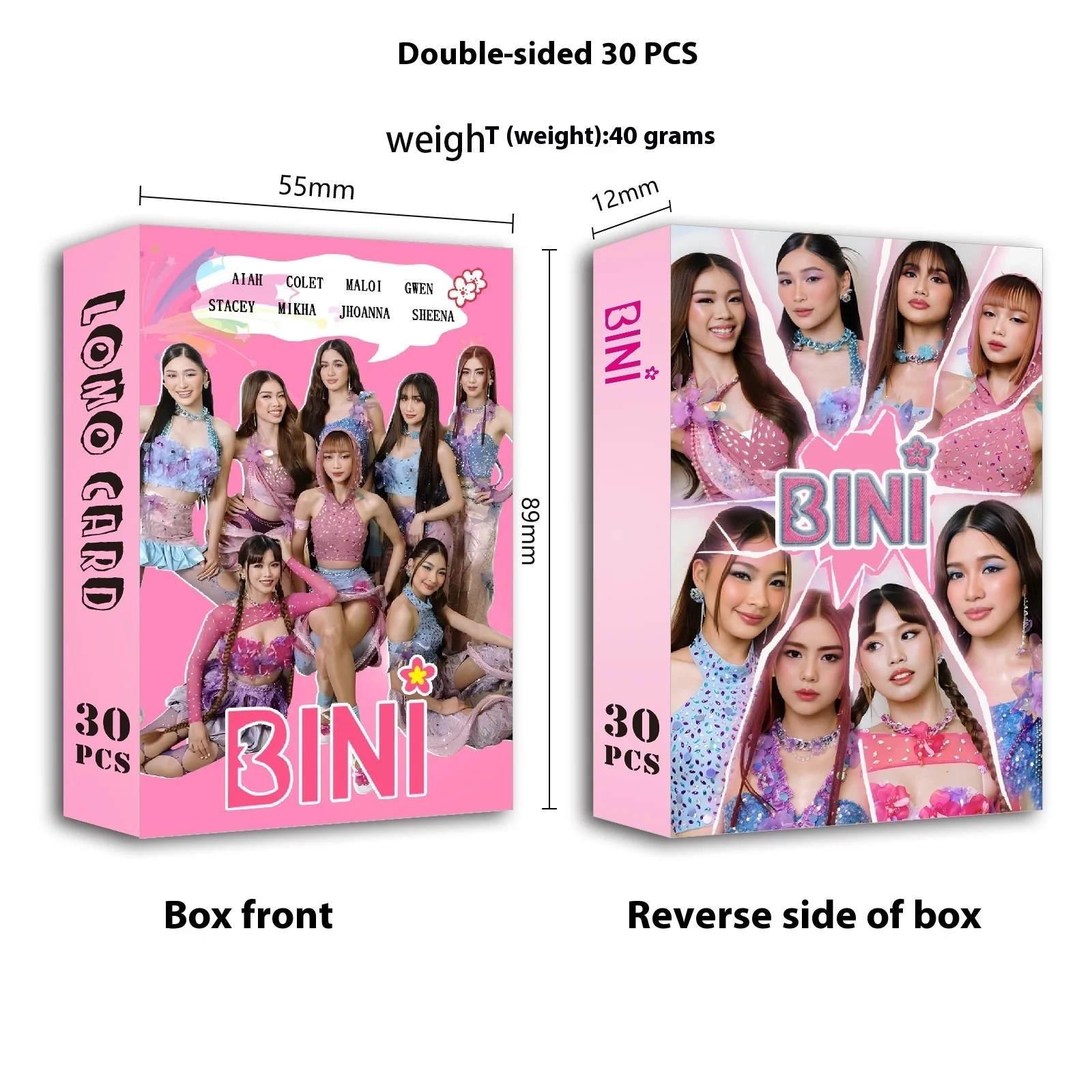 Hot Selling Filipino Girl Group BINI Celebrity Photo Postcards, LOMO Card Collection Cards, Double-Sided Printing, 30 Sheets Per