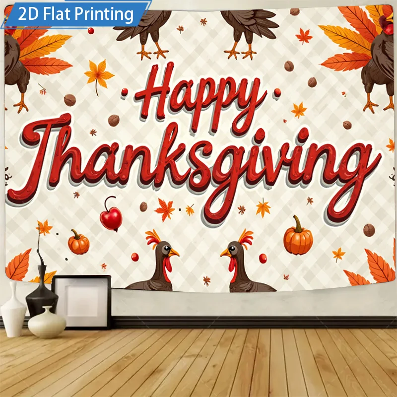 [2D PLANO] 1 unidad de letrero de Metal de 4x16 pulgadas, decoración artística de pared de feliz Acción de Gracias con tortas y hojas de otoño, letrero de hierro con impresión plana 2D