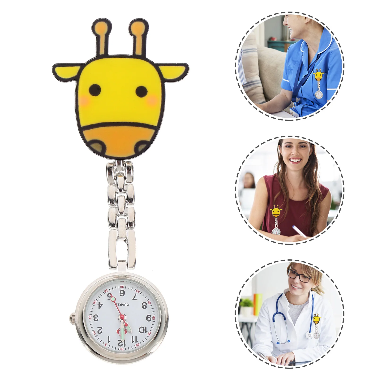 

1Pcs Deer Shape Pocket Watch High Accuracy Quartz Movement Nurse Fob Watch Comfortable Grip Clinic Use Trendy Cartoon Design