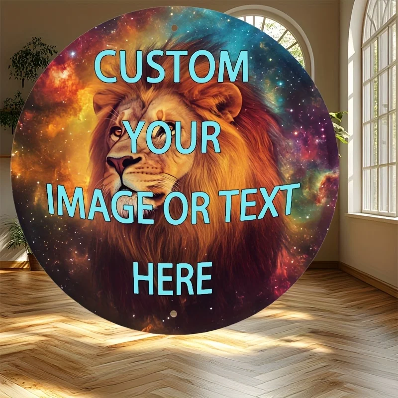 Customizable Round Metal Sign, Personalized Aluminum Sign with Your Text, Photo, or LOGO - Durable Wall Hanging Decor for Home