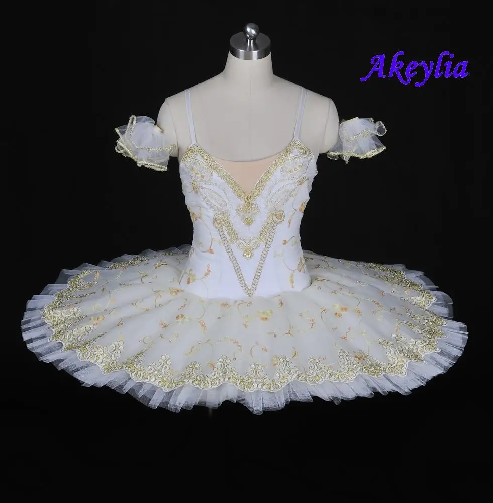 

Girls Paquita Classical Platter Tutu White and Gold Wedding Scene Professional Ballerina Costume The nutcracker for women