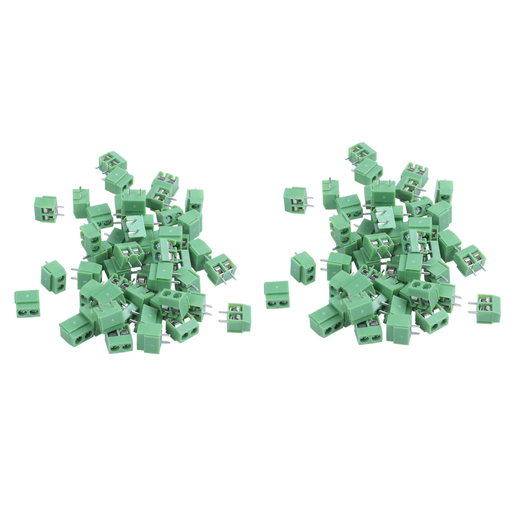 YLS-100 Pieces 2 Pin 5 Mm Pinch PCB Mount Screw Terminal Block Connector 300V 10A (Green)