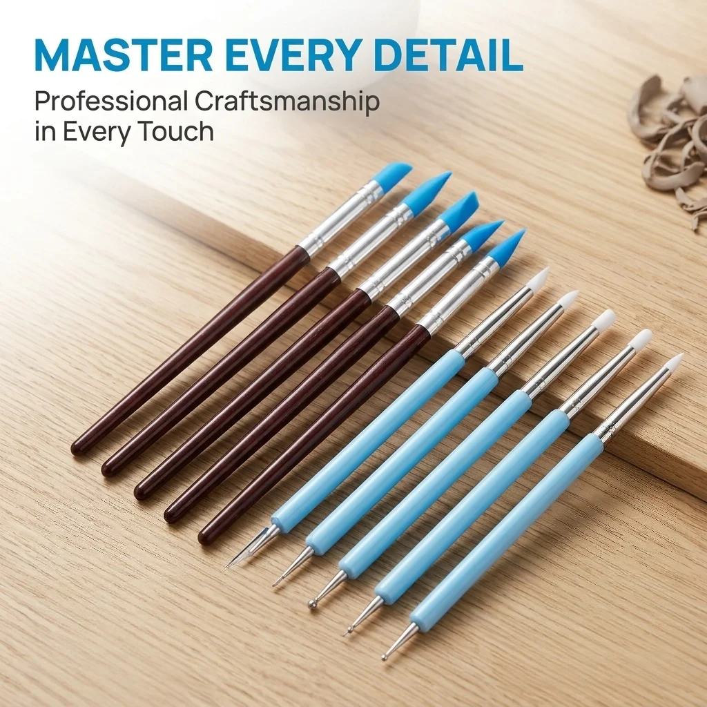 10Pcs Double-Ended Clay Tools, Acrylic Dotting Pens & Ball Stylus for Mandala, Pottery, Nail Art & DIY Craft Kit
