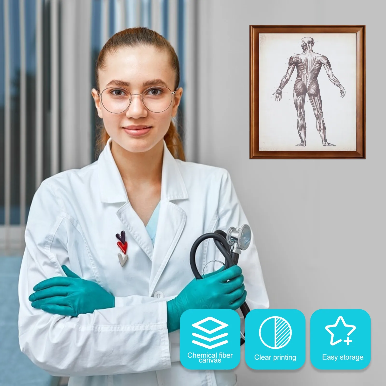 

Human Anatomy Poster Canvas Teaching Chart Clear Font School Laboratory Classroom Hanging Educational