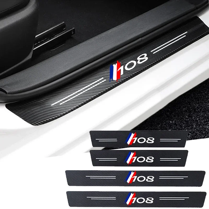 

Car Accessories Carbon Fiber Door Threshold Sill Scuff Plate Decals For Peugeot 108 Emblem Protector Stickers Strip Pedal Guards
