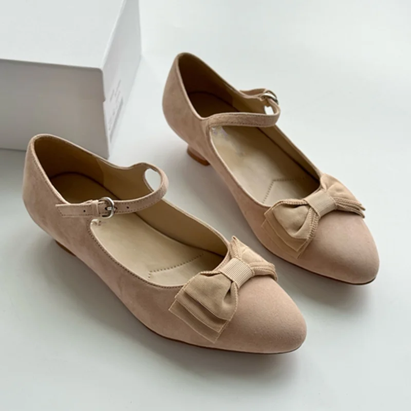 

Withered 2025 Spring British Retro Mary Jane Shoes With Bow Decoration Minimalist Genuine Leather Women's Heels Shoes Sandals